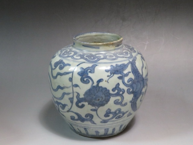 古玩陶瓷青花鳳紋罐真品鑒賞圖