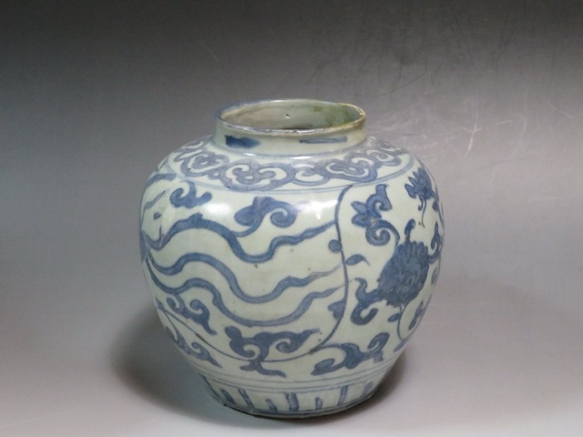 古玩陶瓷青花鳳紋罐真品鑒賞圖