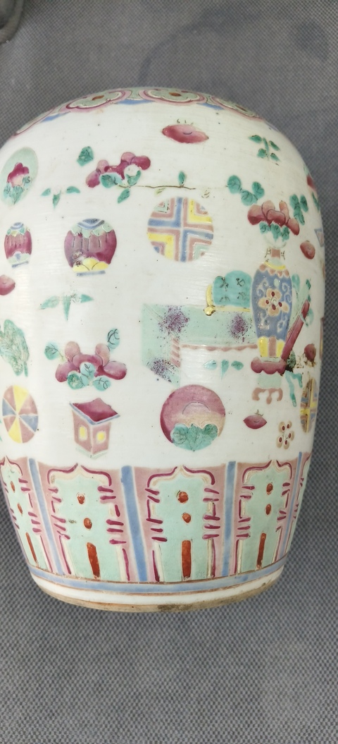 古玩陶瓷同治粉彩冬瓜罐真品鑒賞圖