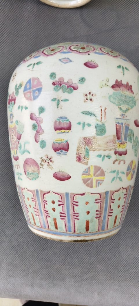 古玩陶瓷同治粉彩冬瓜罐真品鑒賞圖