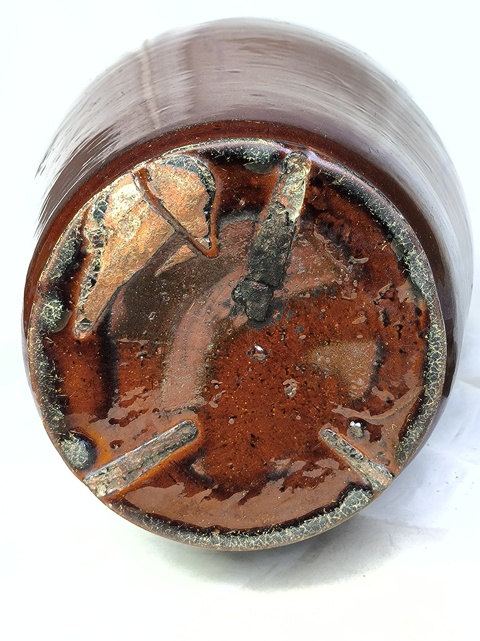 古玩陶瓷朱砂紅釉盤口瓶真品鑒賞圖