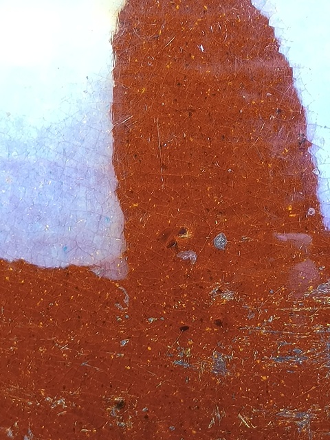 古玩陶瓷朱砂紅釉盤口瓶真品鑒賞圖