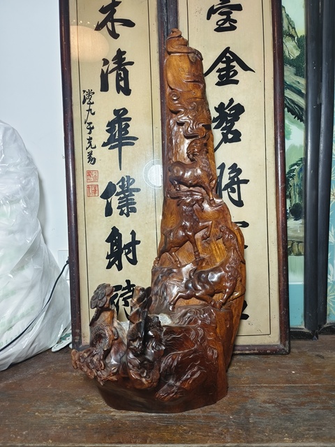 古玩雜項海黃木雕擺件真品鑒賞圖