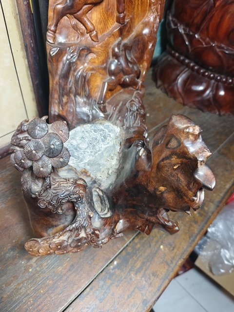 古玩雜項海黃木雕擺件真品鑒賞圖