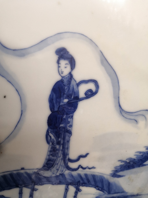 古玩陶瓷清晚期青花人物故事紋瓷板真品鑒賞圖