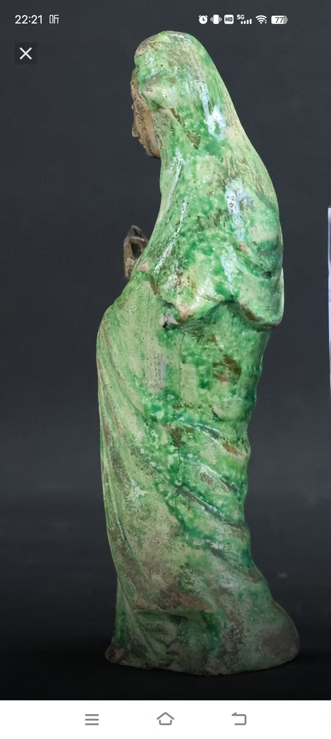 古玩陶瓷綠釉人物塑像真品鑒賞圖