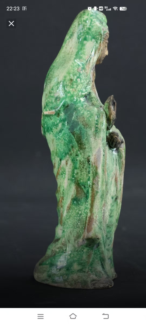 古玩陶瓷綠釉人物塑像真品鑒賞圖