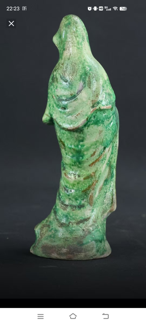 古玩陶瓷綠釉人物塑像真品鑒賞圖