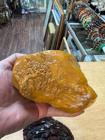 古玩雜項老撾田黃石擺件真品鑒賞圖