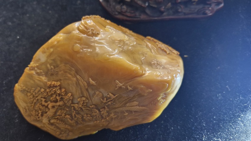 古玩雜項老撾田黃石擺件真品鑒賞圖