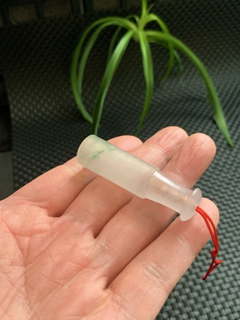 古玩玉器翡翠雕“素紋煙嘴”真品鑒賞圖