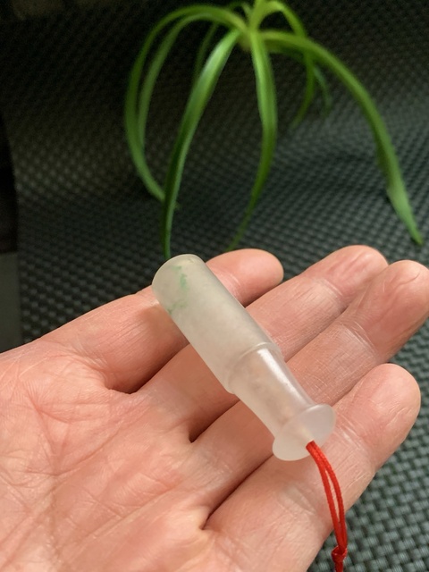 古玩玉器翡翠雕“素紋煙嘴”真品鑒賞圖