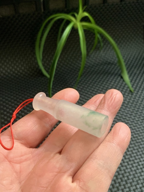 古玩玉器翡翠雕“素紋煙嘴”真品鑒賞圖