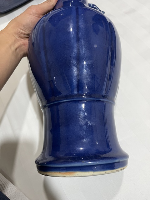 古玩陶瓷道光 霽藍釉雙耳瓶真品鑒賞圖