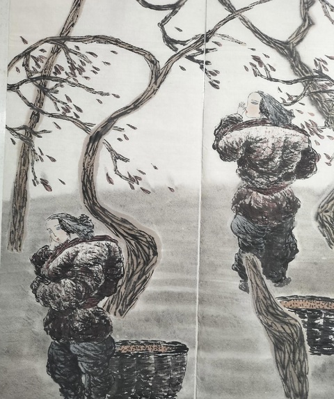 古玩字畫谷豐人物畫橫披真品鑒賞圖