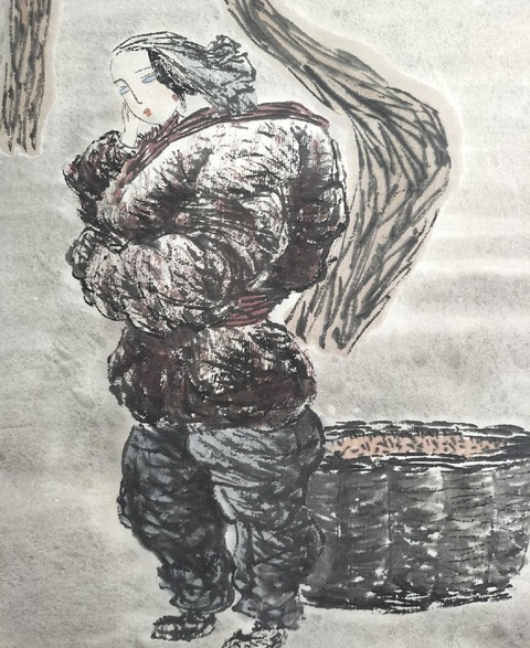 古玩字畫谷豐人物畫橫披真品鑒賞圖