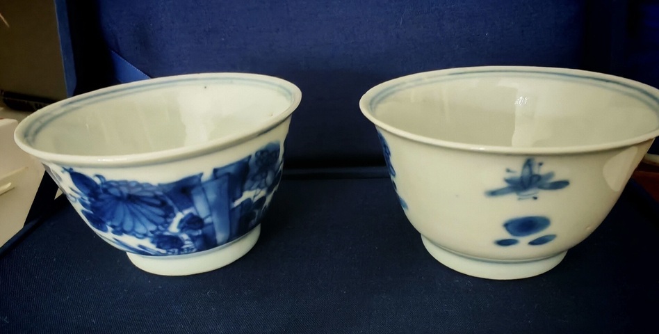 古玩陶瓷青花洞石牡丹花卉紋杯一對(duì)真品鑒賞圖