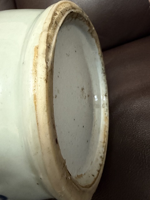 古玩陶瓷豆青釉青花獅子紋雙耳瓶真品鑒賞圖