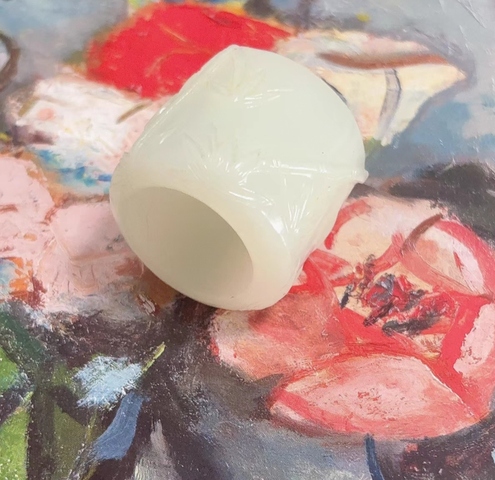 古玩玉器竹紋玉扳指真品鑒賞圖