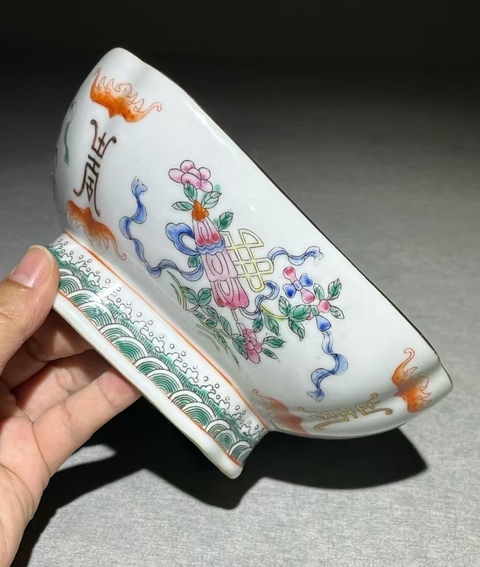 古玩陶瓷粉彩八寶紋供碗真品鑒賞圖