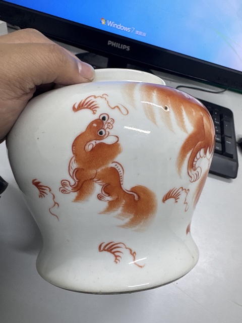 古玩陶瓷宣統太師少保礬紅將軍罐真品鑒賞圖