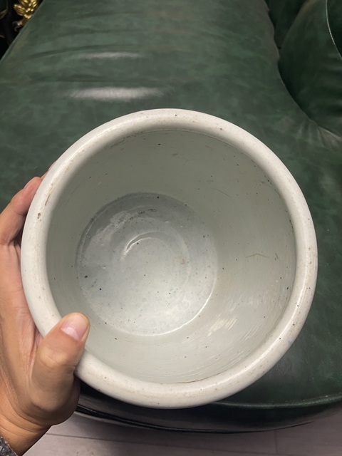 古玩陶瓷二龍戲珠青花圈足筒式香爐真品鑒賞圖