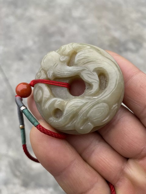 古玩玉器螭龍璧真品鑒賞圖