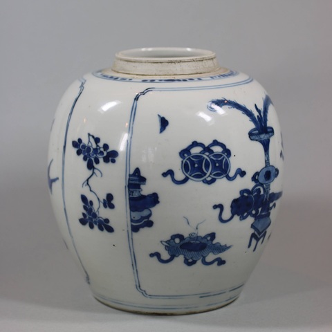 古玩陶瓷青花博古罐真品鑒賞圖