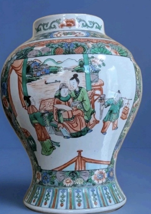 古玩陶瓷五彩人物故事紋將軍罐真品鑒賞圖