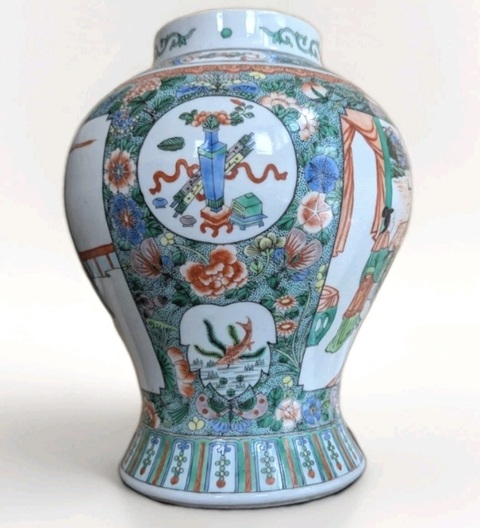 古玩陶瓷五彩人物故事紋將軍罐真品鑒賞圖