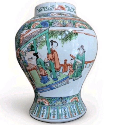 古玩陶瓷五彩人物故事紋將軍罐真品鑒賞圖