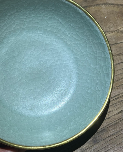 古玩陶瓷龍泉青瓷刻仰蓮紋洗真品鑒賞圖