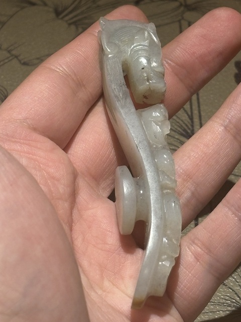 古玩玉器元·蒼龍教子玉鉤真品鑒賞圖