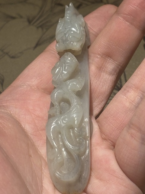 古玩玉器元·蒼龍教子玉鉤真品鑒賞圖