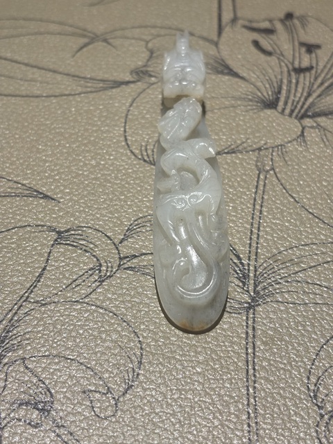 古玩玉器元·蒼龍教子玉鉤真品鑒賞圖