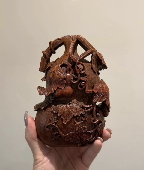 古玩雜項(xiàng)竹刻葫蘆真品鑒賞圖