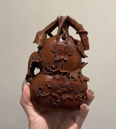 古玩雜項(xiàng)竹刻葫蘆真品鑒賞圖