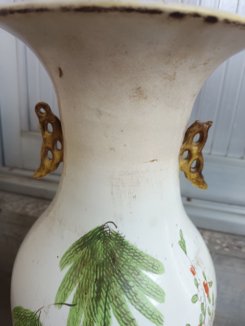 古玩陶瓷花鳥紋雙松葉耳撇口瓶拍賣，當前價格298元