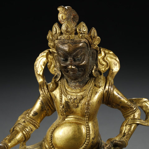 古玩銅器銅鎏金黃財神真品鑒賞圖