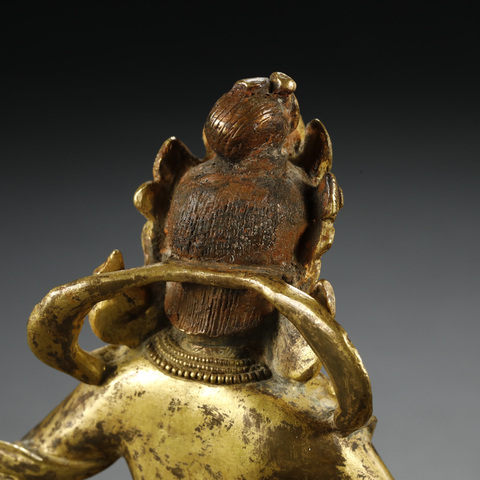 古玩銅器銅鎏金黃財神真品鑒賞圖