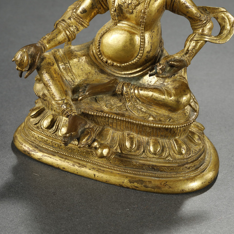 古玩銅器銅鎏金黃財神真品鑒賞圖