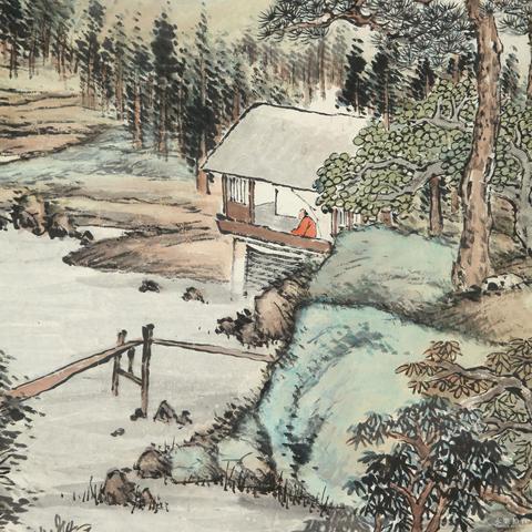 古玩字畫袁培基山水真品鑒賞圖