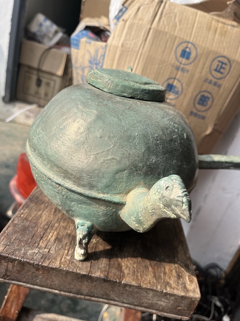 古玩銅器拼接組合雞嘴壺真品鑒賞圖