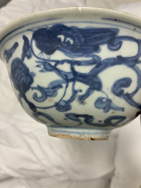 古玩陶瓷明正德草龍碗真品鑒賞圖