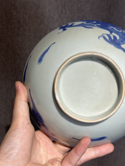 古玩陶瓷青花過墻龍紋碗［日本瓷］真品鑒賞圖