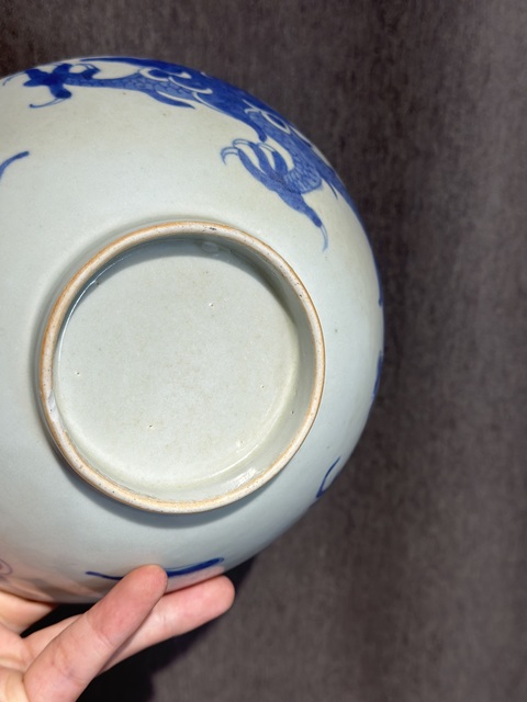 古玩陶瓷青花過墻龍紋碗［日本瓷］真品鑒賞圖