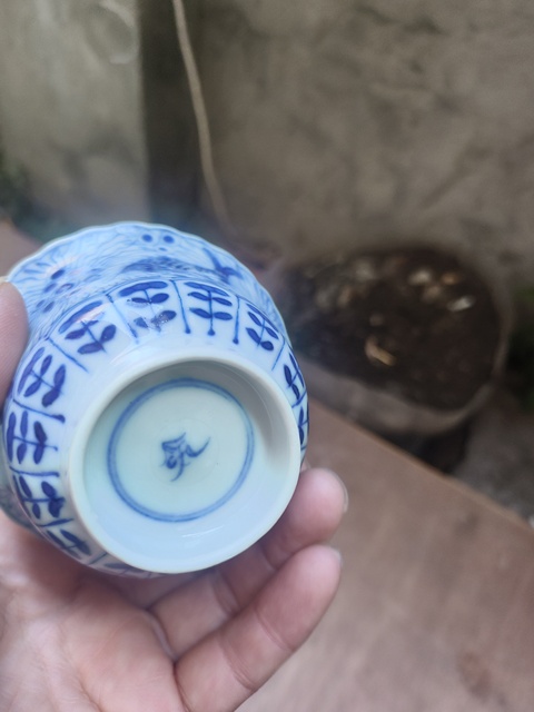 古玩陶瓷青花魚藻紋杯碟，盤子晚清真品鑒賞圖
