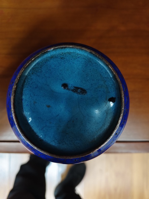 古玩銅器景泰藍賞瓶真品鑒賞圖