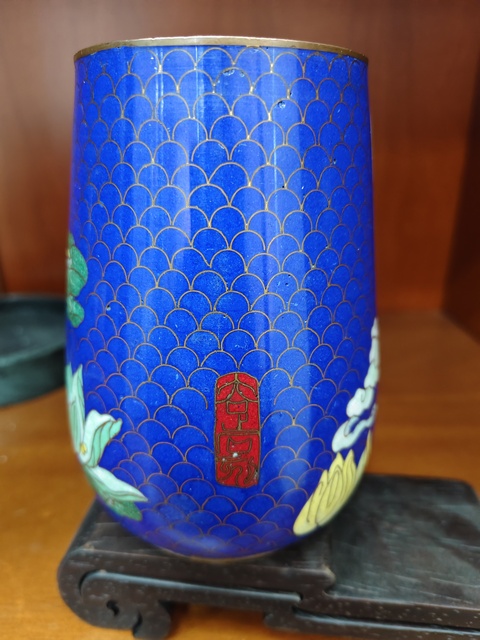 古玩銅器景泰藍賞瓶真品鑒賞圖