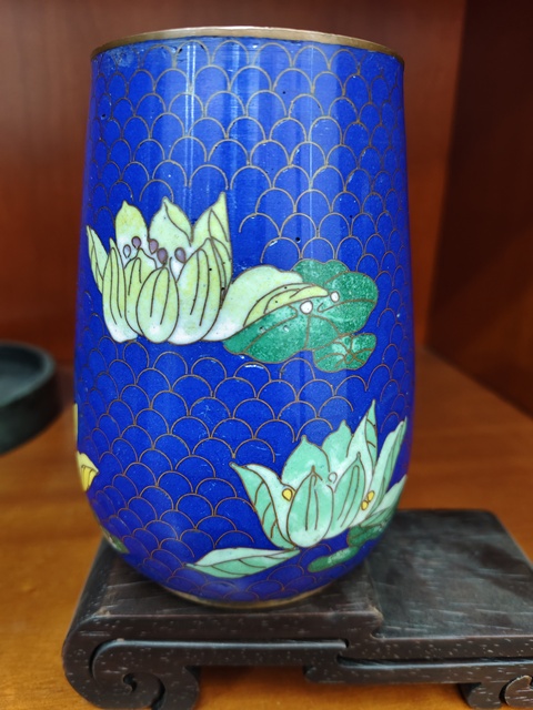 古玩銅器景泰藍賞瓶真品鑒賞圖